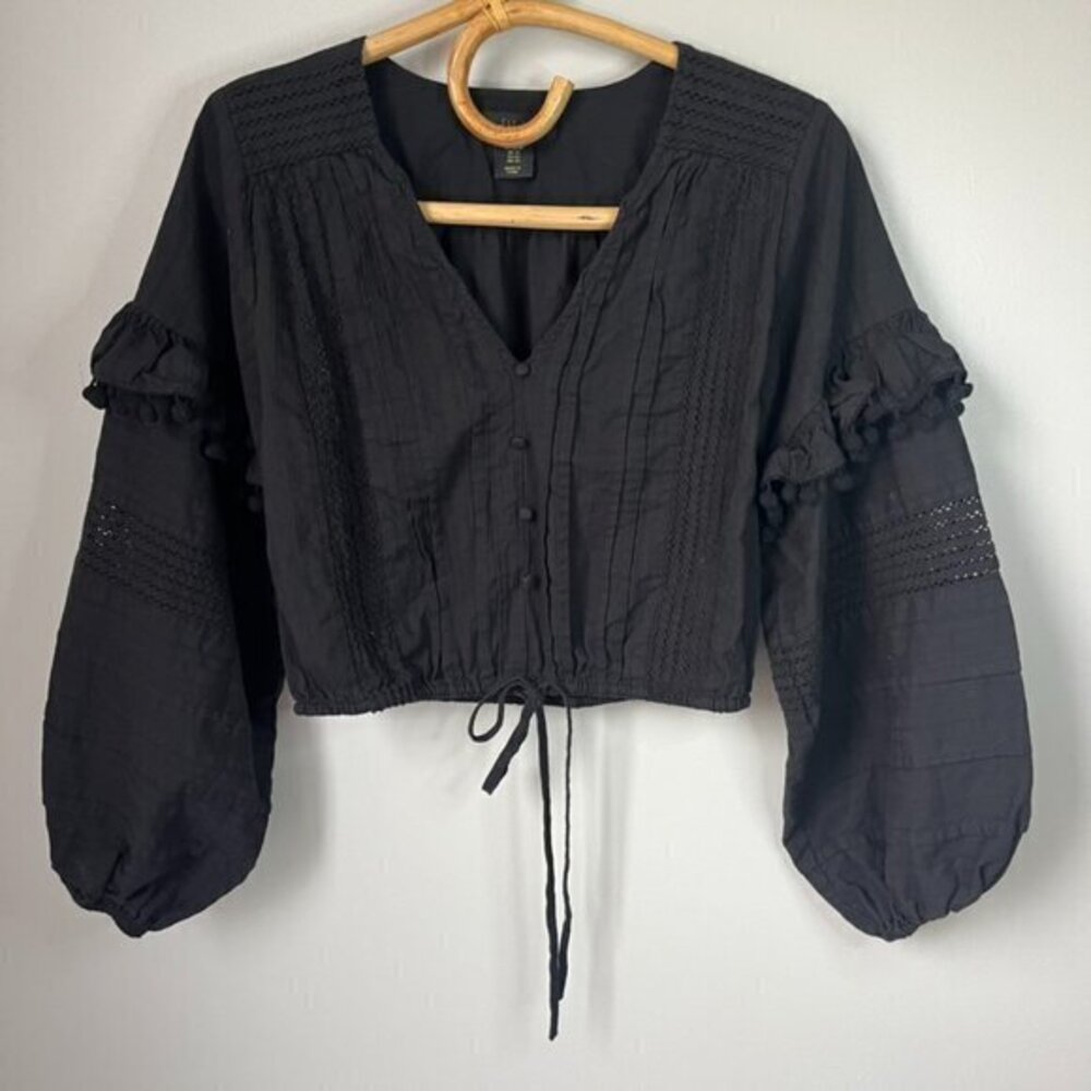 House of Harlow 1960 Black Eyelet Blouse Women's XS